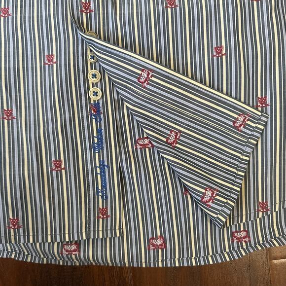 THE FRESHLY LAUNDERED SHIRT by ROBERT GRAHAM Blue Pinstriped Cotton - Picture 5 of 11